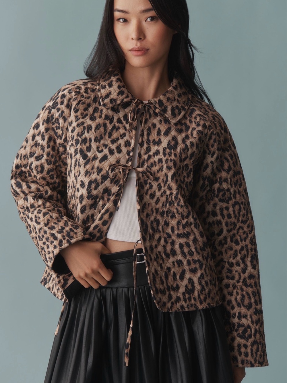 Anthropologie Let Me Be Leopard-Print Quilted Jacket - Brown & Black